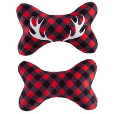 Buffalo Check Plush Squeaker Bone Small Toy